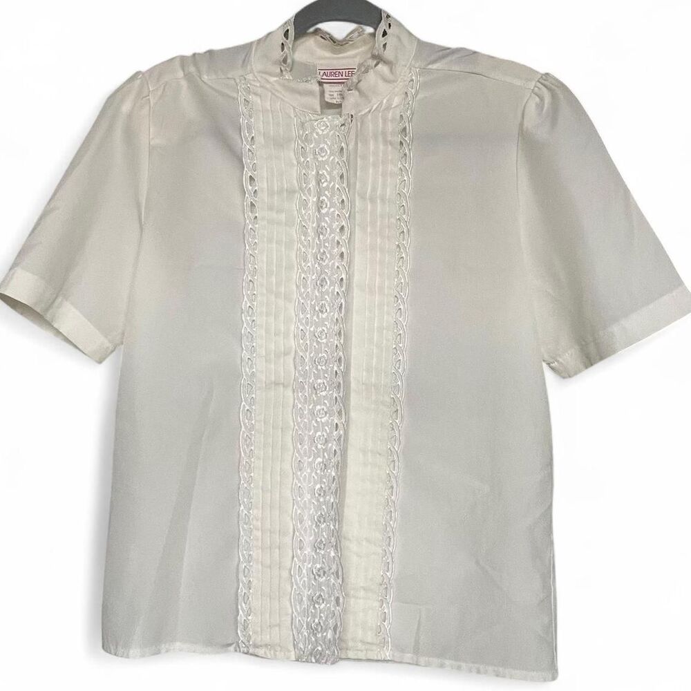 True Vintage White Frilly Lace-Embellished Top - Picture 4 of 8